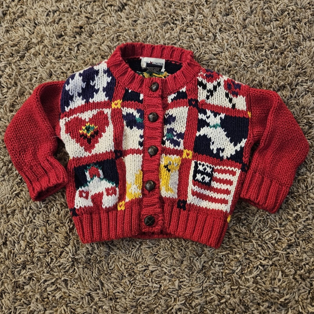 The Limited Vintage Knit Cardigan Sweater Colorblock‎ Colorful Size 3-6 Months